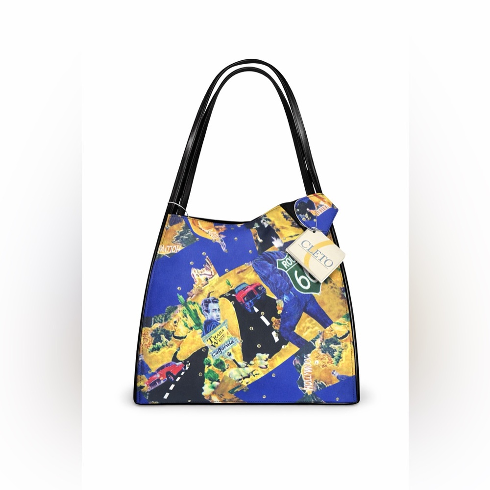 Vintage Cleto Route 66 Collage Tote Bag – NWT w/nokia phone holder